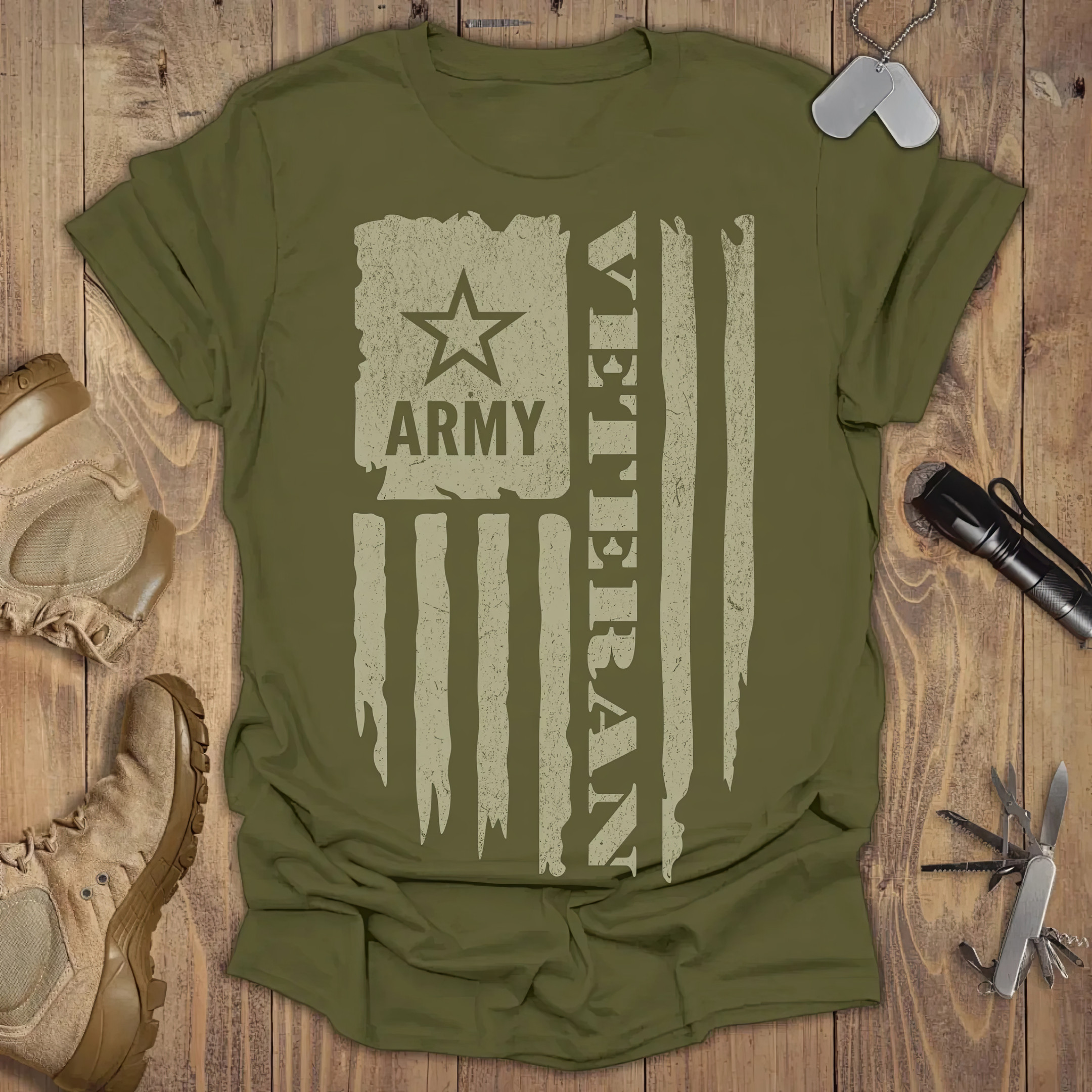 Army Veteran American Flag T-Shirt Patriotic Tees Gifts For Veterans