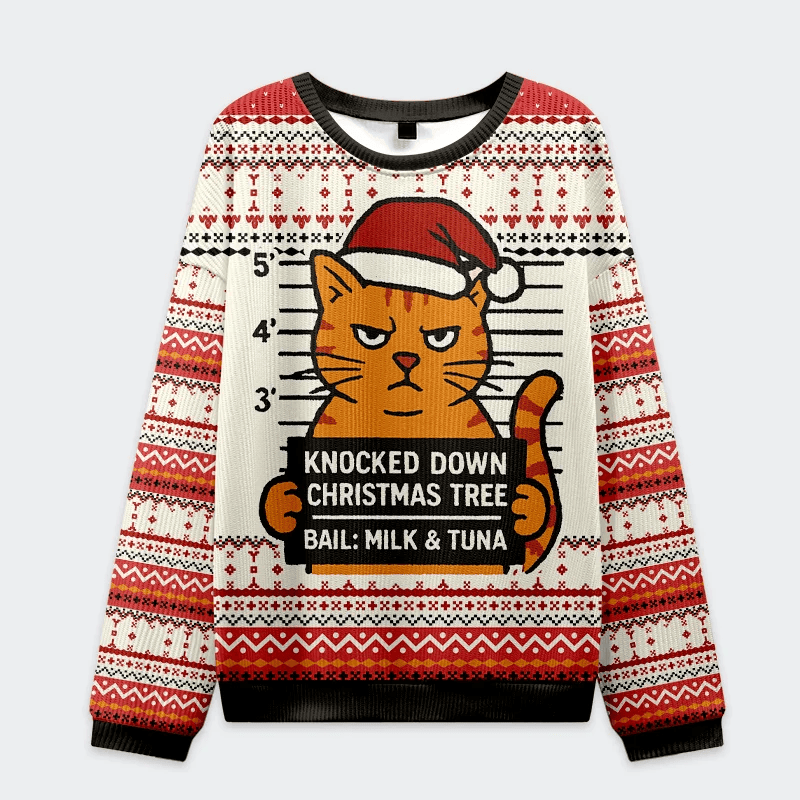 Arrested Cat Christmas Ugly Sweatshirt Crazy Xmas Sweaters