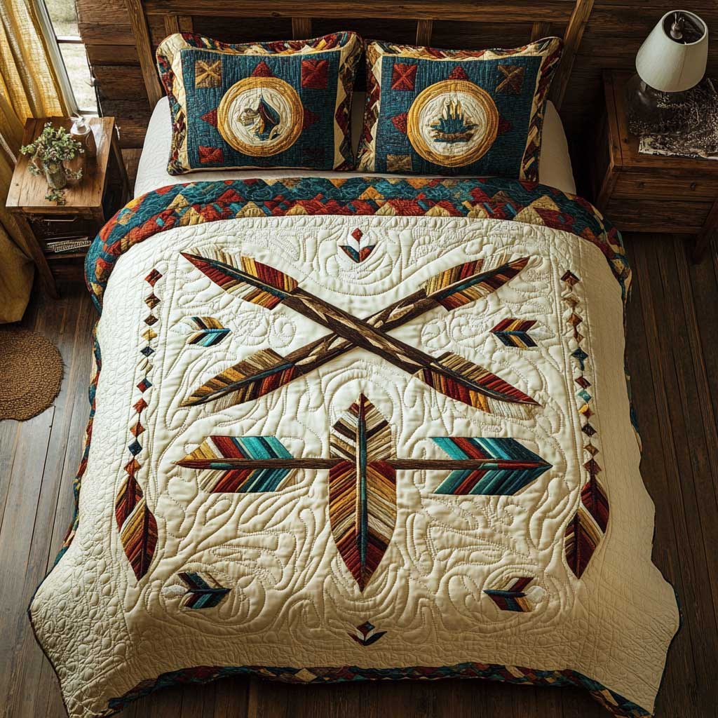 Arrows Symbol Native American Quilted Bedding Set Duvet Cover Bedspread Present Ideas For Friends