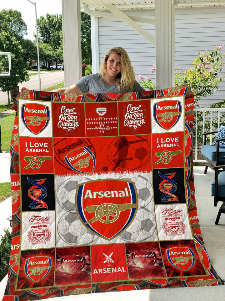 Arsenal FC Come On Your Gunners Quilt Blanket Best Gifts For Football Fans