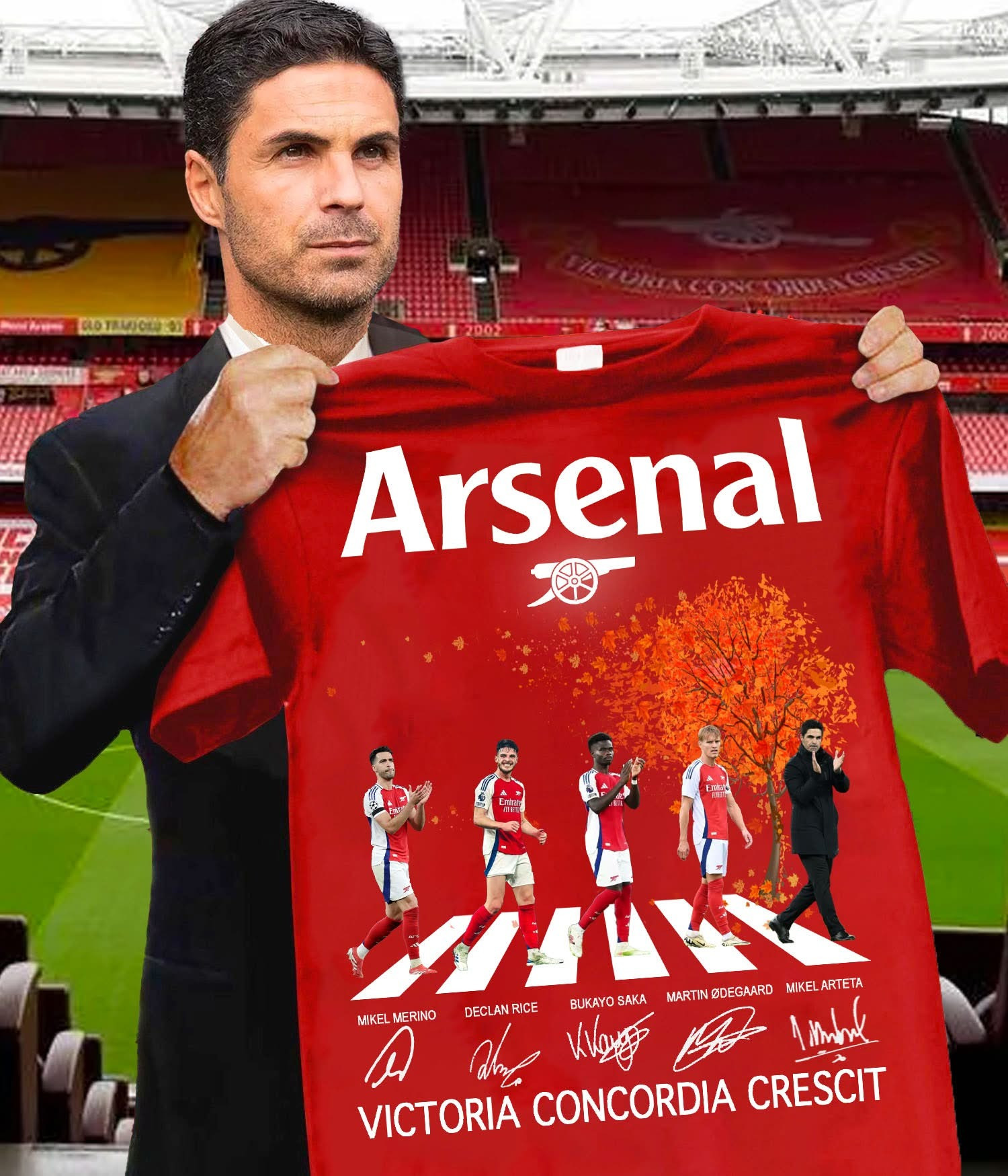 Arsenal FC Victoria Concordia Crescit T-Shirt Gifts For Football Fan
