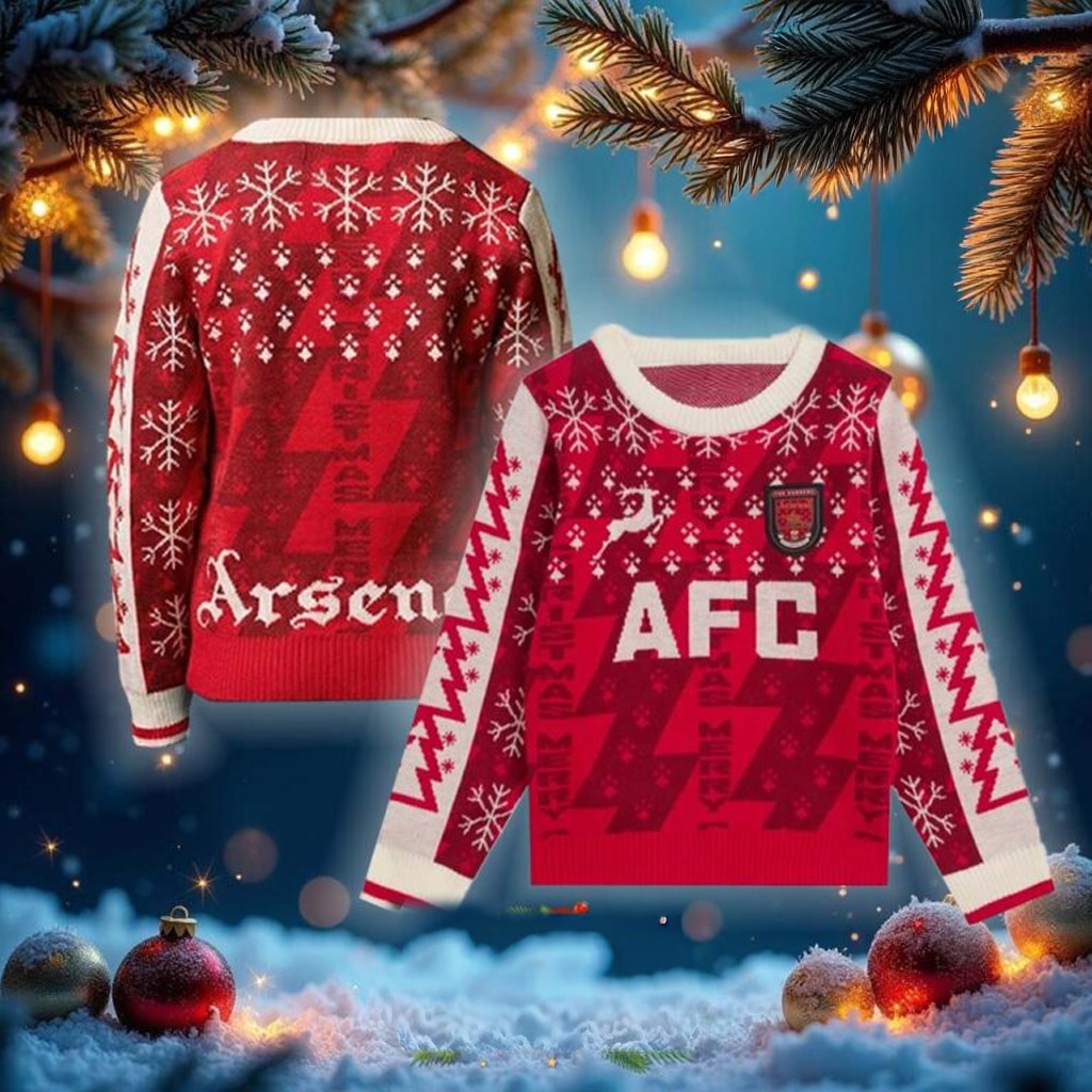 Arsenal Retro Ugly Christmas Sweater Christmas Gifts For Football Fan Arsenal Retro Ugly Christmas Sweater Christmas Gifts For Football Fan