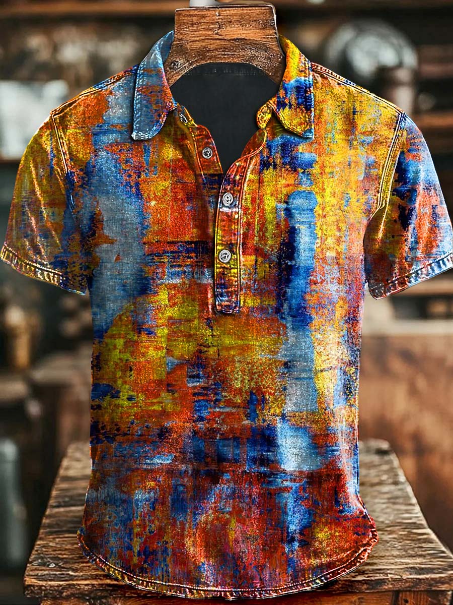 Art Abstract Gradient Print Casual Polo Shirt Halloween Birthday Gifts