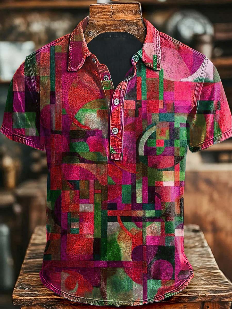 Art Abstract Irregular Geometric Print Short Sleeve Polo Shirt Witch Costume Gift Ideas For Brother