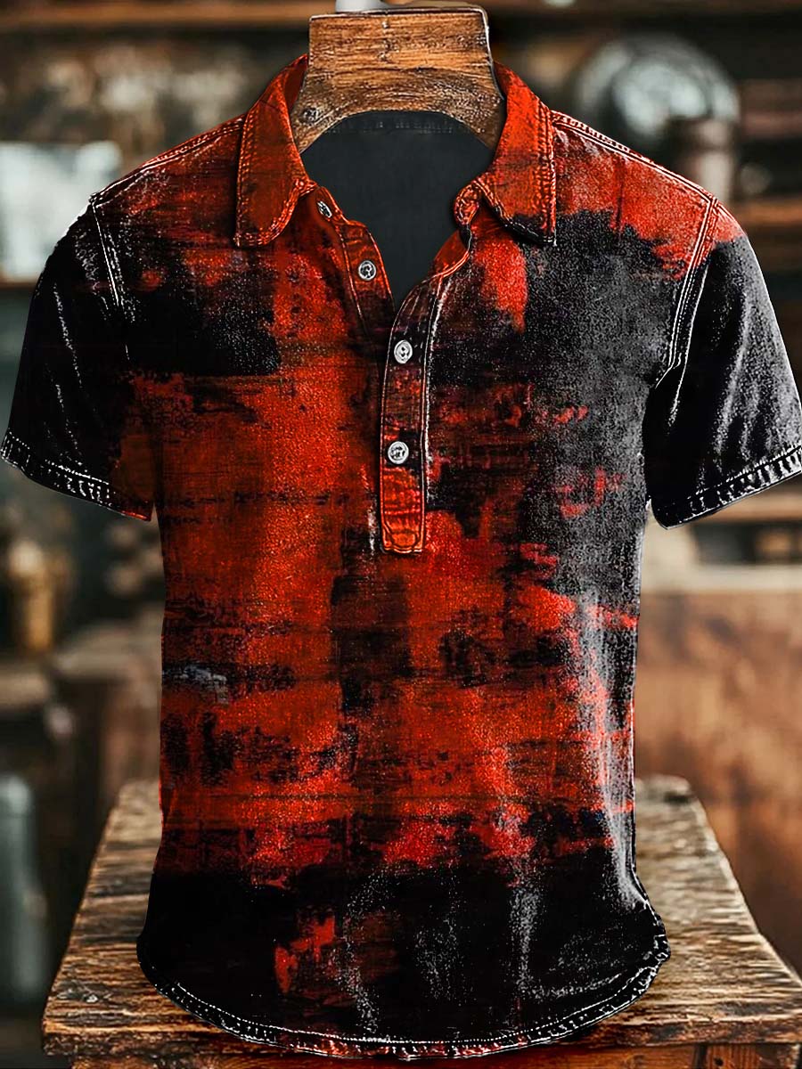 Art Gradient Color Block Print Casual Polo Shirt Halloween Gifts For Teens