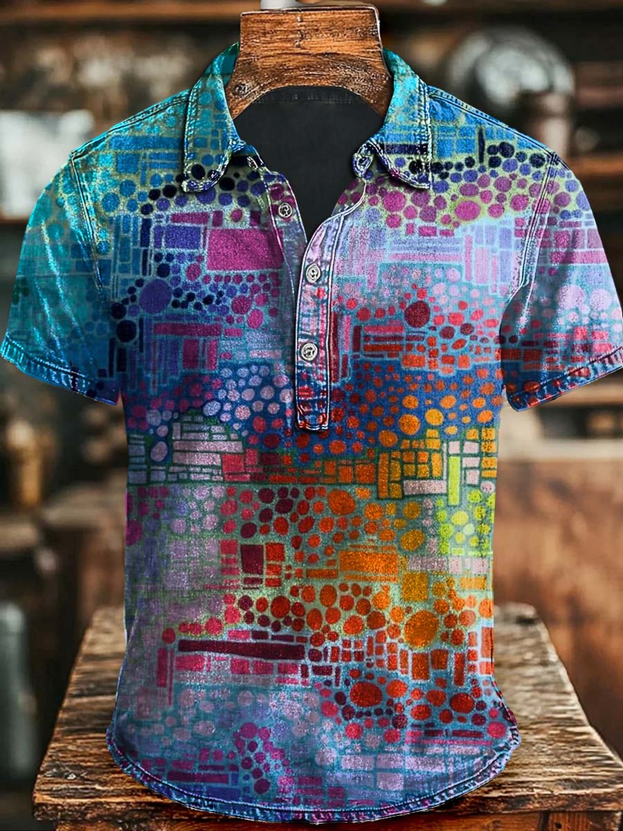 Art Irregular Polka Dot Casual Printed Short Sleeve Polo Shirt Presents For Halloween Day