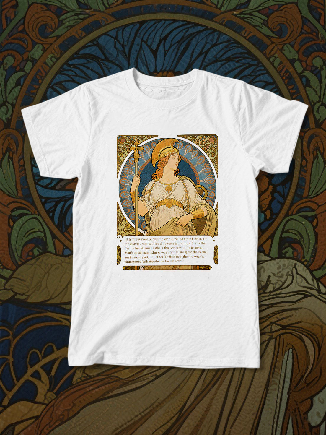 Art Nouveau Style Goddess Print White T-Shirt Retro Feminine Aesthetic Tee For Women