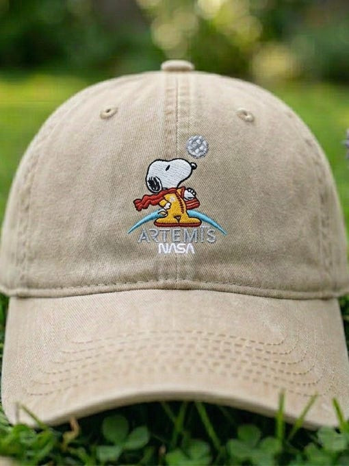 Artemis II 2026 Baseball Cap Snoopy Astronaut Space Mission Merch Gift For Rocket Engineer