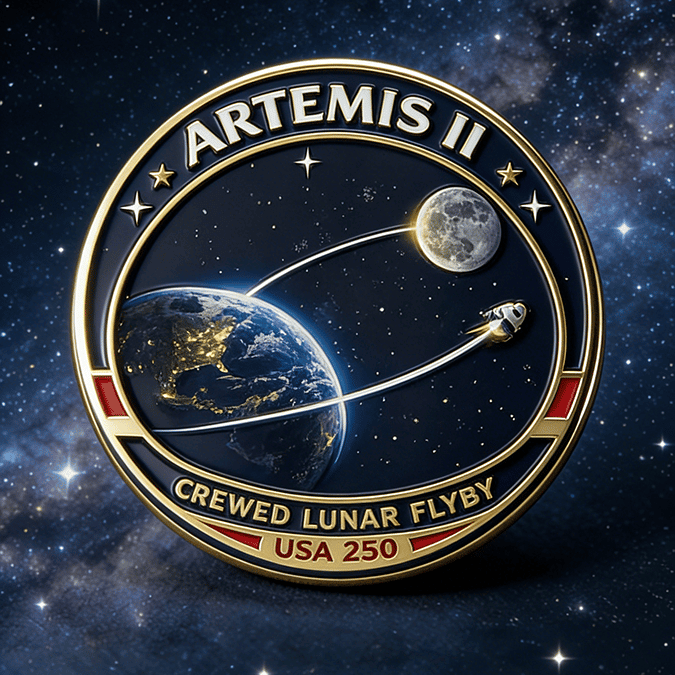 Artemis II 2026 Button Pin Space Exploration Mission Patch Lapel Pin Rocket Nerd Gift
