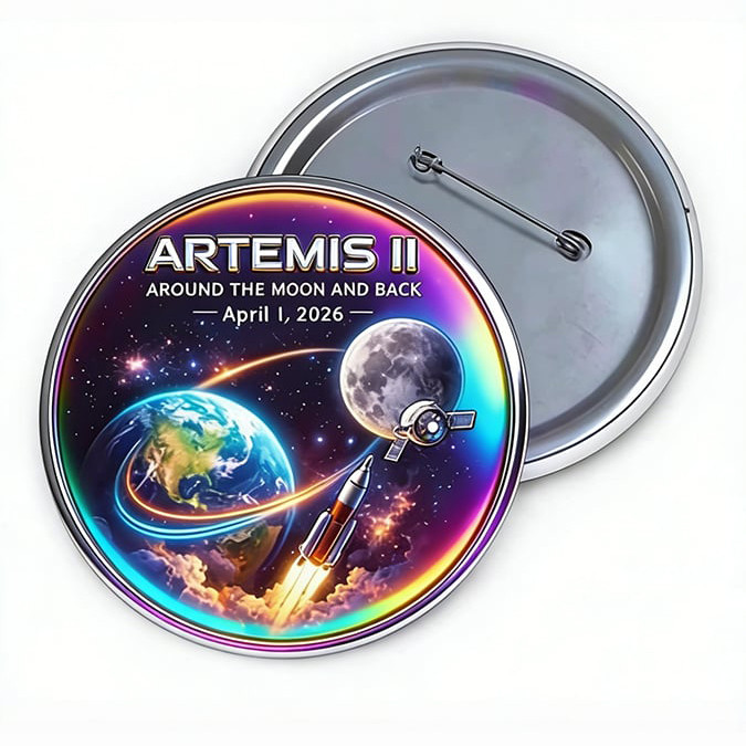 Artemis II 2026 Button Pin Space Exploration Moon Journey Lapel Pin Gift For Rocket Engineer
