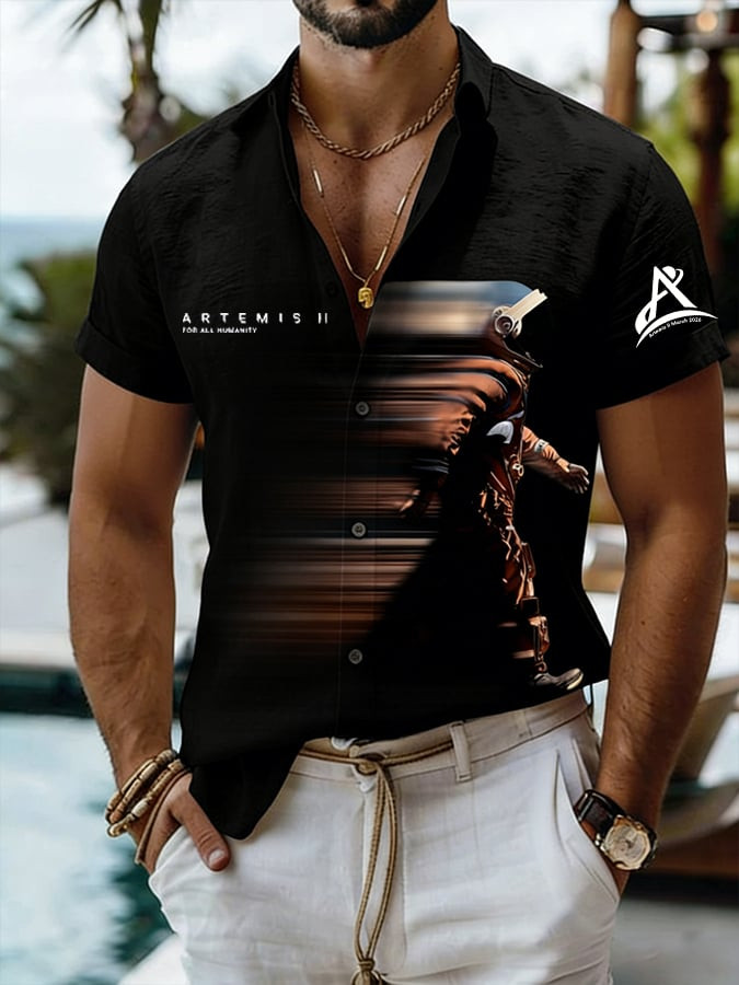 Artemis II 2026 Button Shirt For All Humanity Merchandise Space Lover Gift