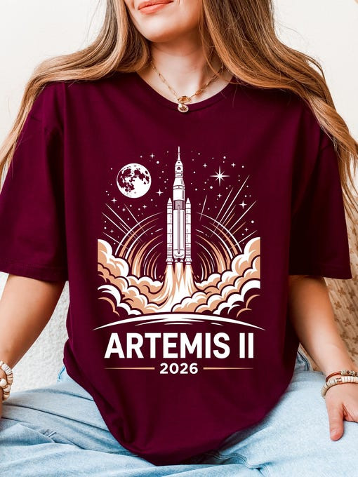 Artemis II 2026 Rocket Launch T-Shirt Artemis 2 Mission Shirt Space Lover Gift Idea