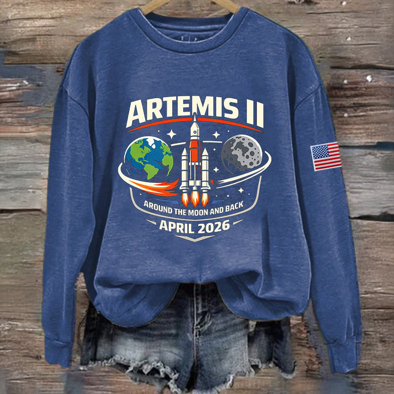 Artemis II 2026 Sweatshirt Around The Moon And Back Clothes Science Teacher Gift