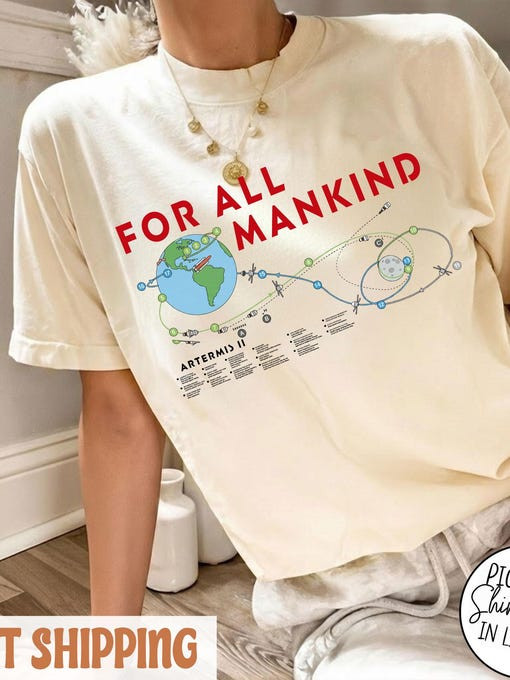 Artemis II 2026 T-Shirt For All Mankind Apparel Science Teacher Gift