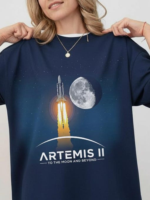 Artemis II 2026 T-Shirt To The Moon And Beyond Clothes Science Teacher Gift