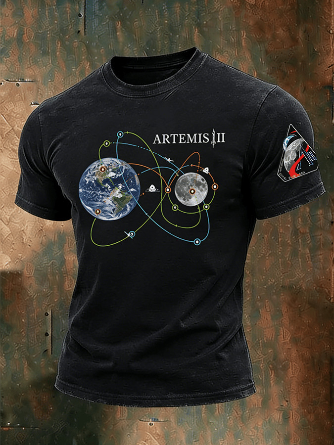 Artemis II 2026 Trajectory T-Shirt NASA Moon Mission Orbit Space Clothing Gift For Fans