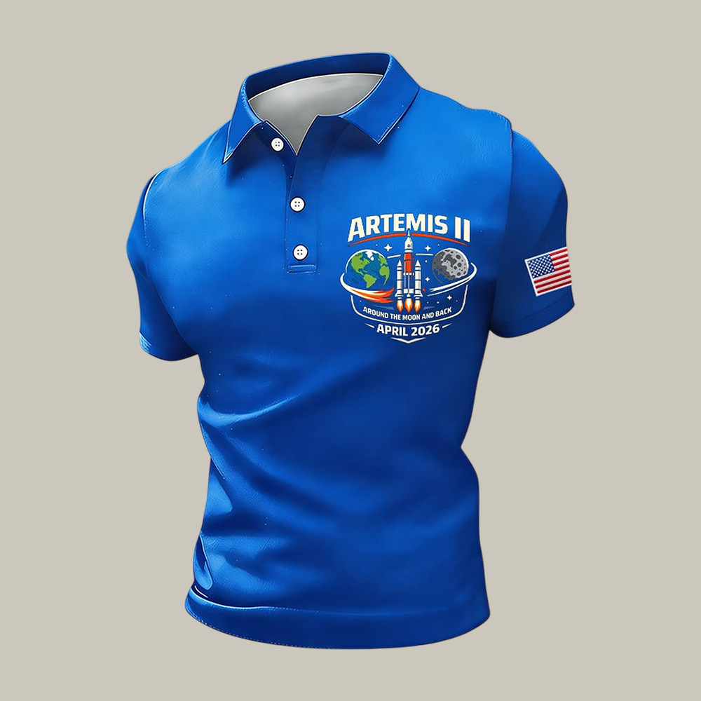 Artemis II Around The Moon And Back Polo Shirt NASA Moon Mission 2026 Clothing Line