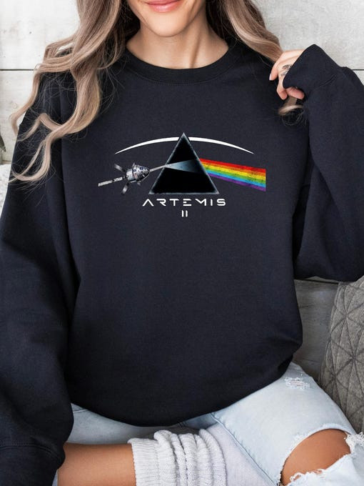 Artemis II Astronaut NASA Inspired Sweatshirt Retro Prism Space Clothing Gift For Girlfriend