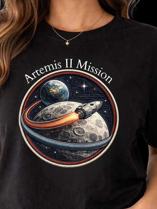 Artemis II Faux Moon Mission T-Shirt NASA Moon Mission 2026 Clothing Line Best Gift For Astronomy Mom