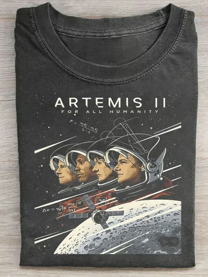 Artemis II For All Humanity T-Shirt NASA 2026 Crewed Moon Mission Clothing Fan Gift
