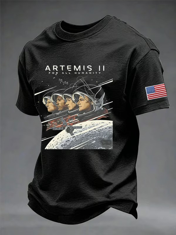 Artemis II For All Humanity T-Shirt NASA 2026 Crewed Moon Mission Clothing Gift Ideas