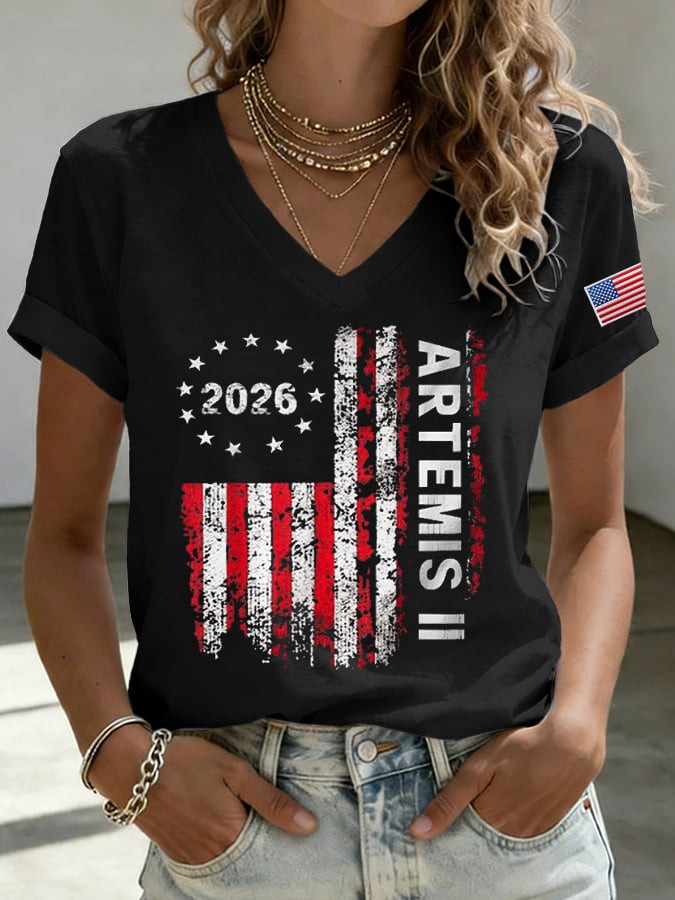 Artemis II Humanity Returns To The Moon V-Neck Shirt First Lunar Flyby 2026 Clothing Line