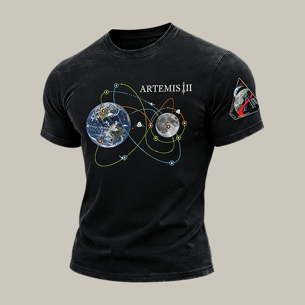 Artemis II Mission 2026 Art T-Shirt First Lunar Flyby 2026 Merch Gift Idea For Boyfriend
