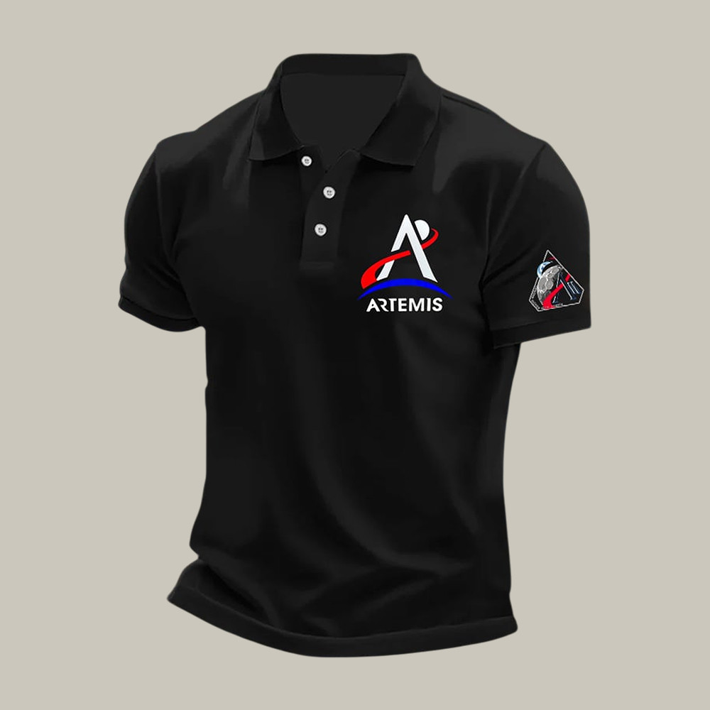 Artemis II Mission Graphic Polo Shirt NASA Moon Mission 2026 Clothing Line Present For Dad