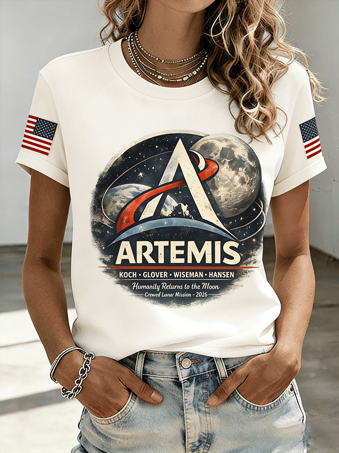 Artemis II Mission Logo Graphic T-Shirt First Lunar Flyby 2026 Clothes Gift For Wife