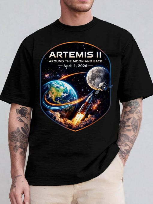 Artemis II Mission T-Shirt Around The Moon And Back Clothing Galaxy Dreamer Gift