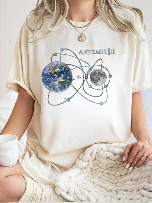 Artemis II Mission T-Shirt Moon Orbits Clothing Gift For Astronomy Fan
