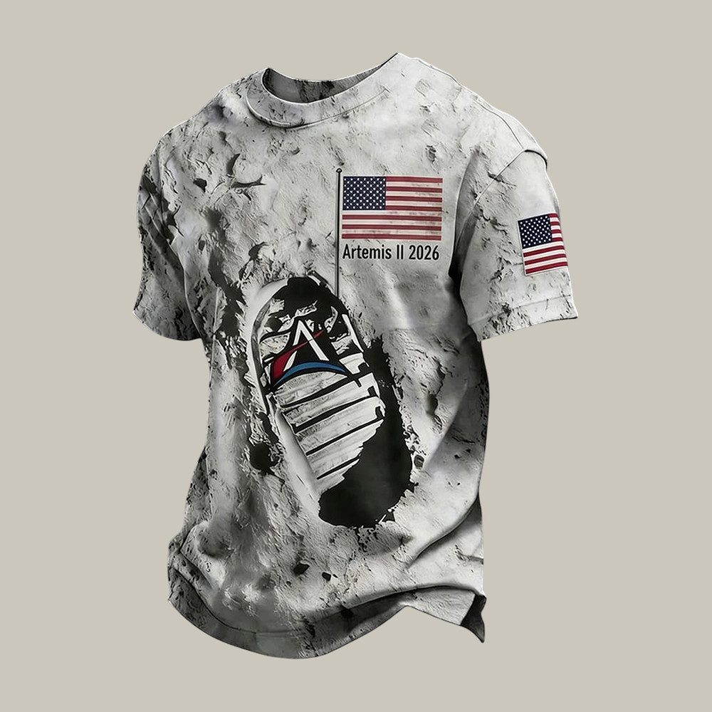 Artemis II Moon Mission 2026 T-Shirt American Flag First Lunar Flyby 2026 Shirt Gift Idea For Husband
