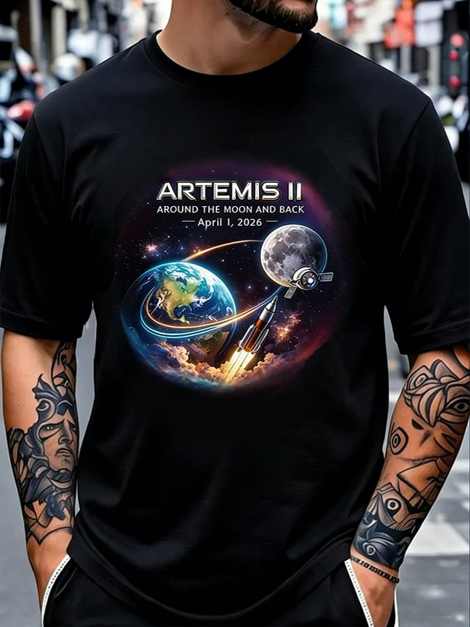 Artemis II Moon Mission Themed T-Shirt NASA Moon Mission 2026 Clothing Father's Day Gift