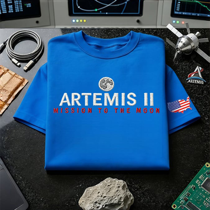 Artemis II Moon Mission Themed Trendy Long Sleeve Shirt Modern NASA Graphic Apparel