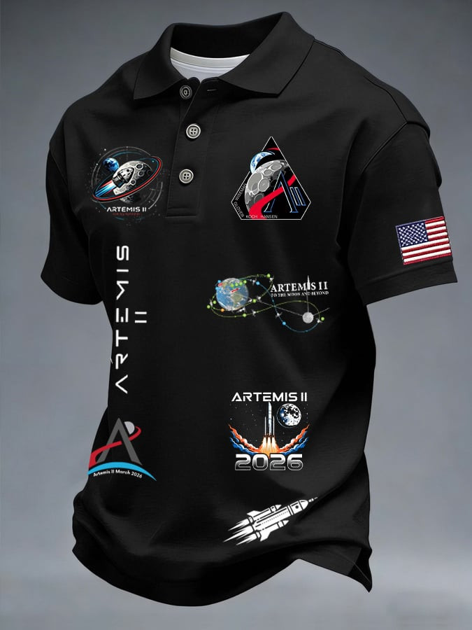 Artemis II Multiple Polo Shirt NASA Space Mission With Rocket And Planet Clothing Gift Ideas