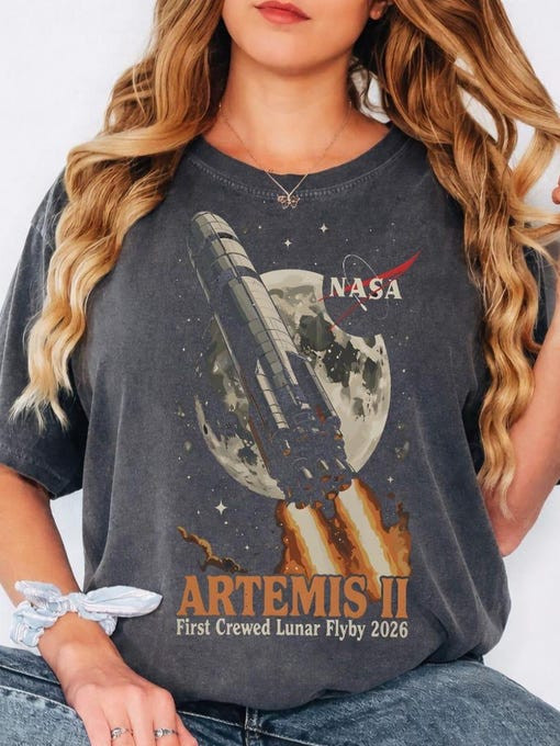 Artemis II NASA Lunar Flyby 2026 T-Shirt First Crewed Lunar Flyby 2026 Shirt Astrophile Gift