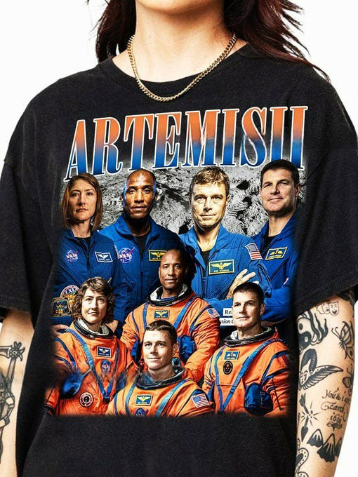 Artemis II NASA Mission T-Shirt Astronauts In Space Suits Apparel Astronomy Fan Gift