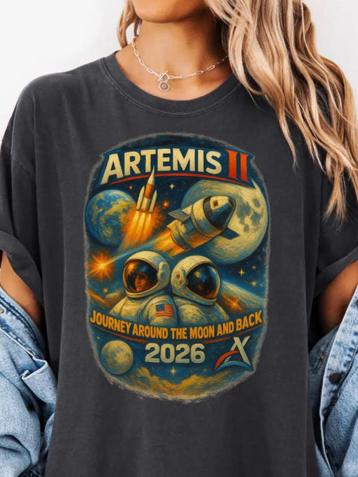 Artemis II NASA Mission T-Shirt Back To Moon Clothing Gift For Science Geeks