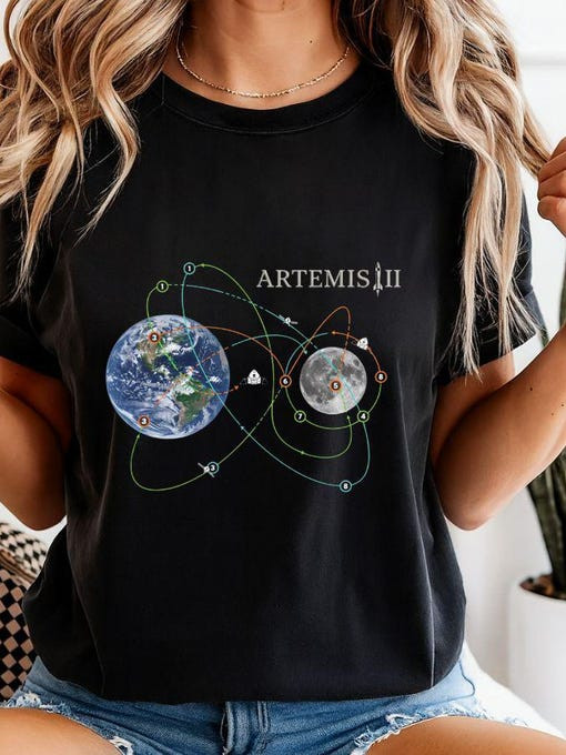 Artemis II NASA Mission T-Shirt E To Moon Trajectory Clothes Gift For Aspiring Astronauts