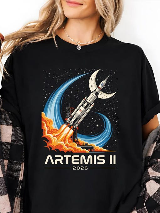 Artemis II NASA Mission T-Shirt SLS Rocket Launch Merchandise Gift For Science Nerd