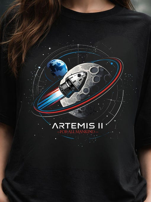 Artemis II NASA Mission T-Shirt Space Exploration For Humanity Merchandise Rocket Nerd Gift
