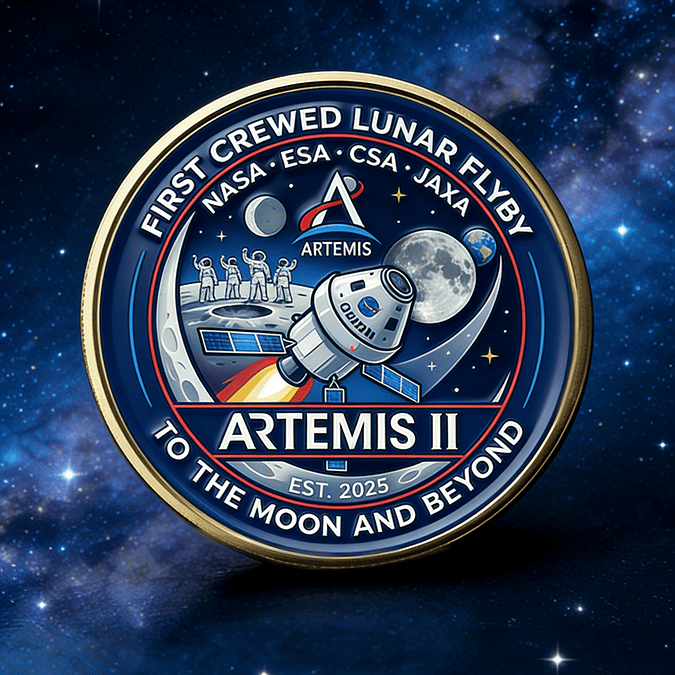 Artemis II Rocket Brooch Return To The Moon Button Space Lover Gift For Astronomy Fans