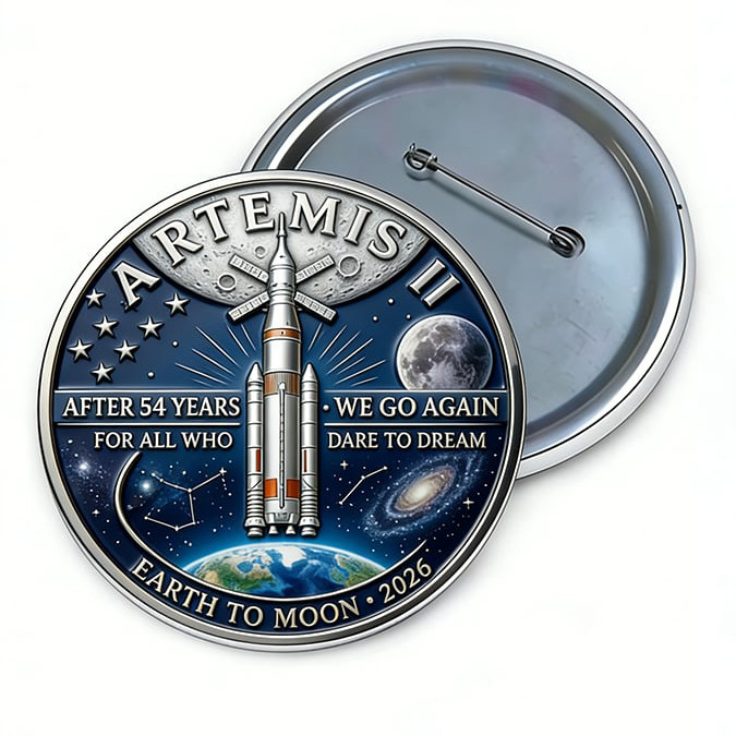 Artemis II Space Enthusiast Button Back To The Moon NASA Moon Mission 2026 Button