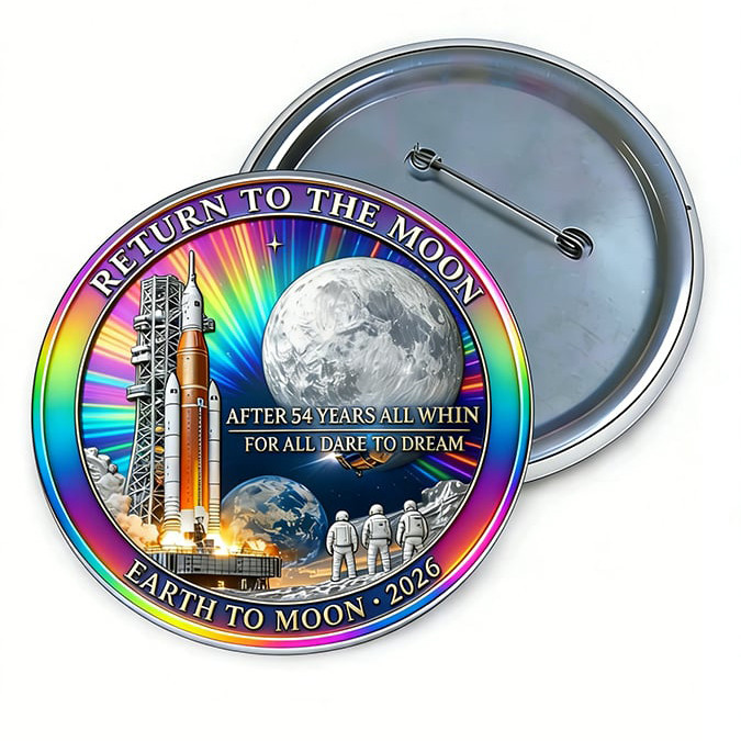 Artemis II Space Enthusiast Button First Lunar Flyby 2026 Pin Artemis Lover Gift