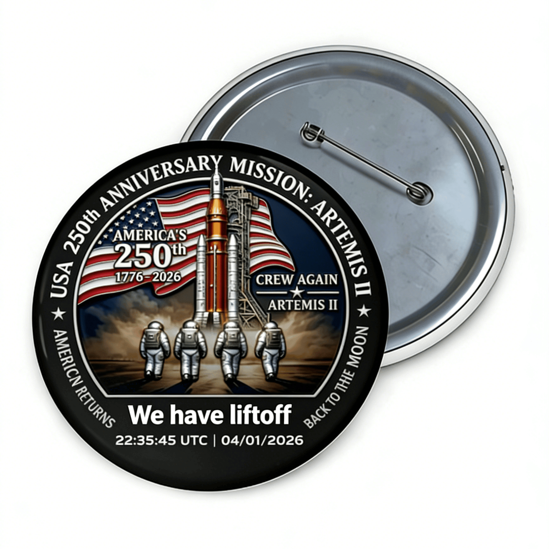 Artemis II Space Enthusiast Commemorative Pin First Lunar Flyby 2026 Merch Astronomy Student Gift