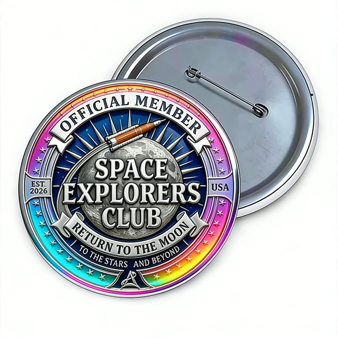 Artemis II Space Enthusiast Commemorative Pin Space Explorers Club Button
