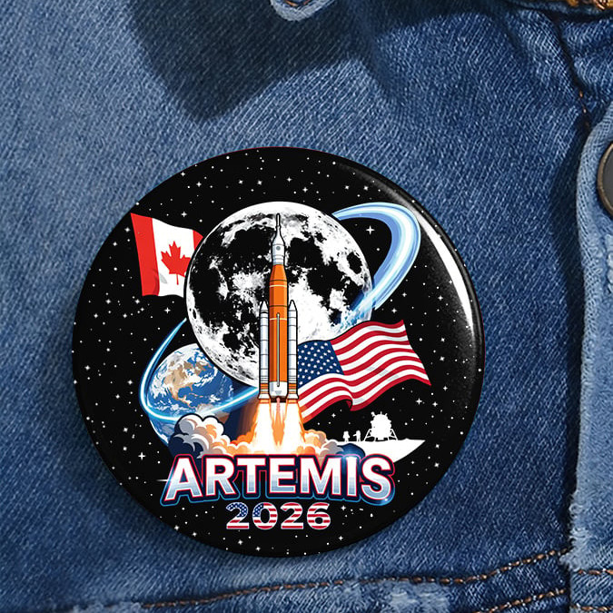 Artemis II Space Mission 2026 Button First Lunar Flyby 2026 Pin Gift For Students