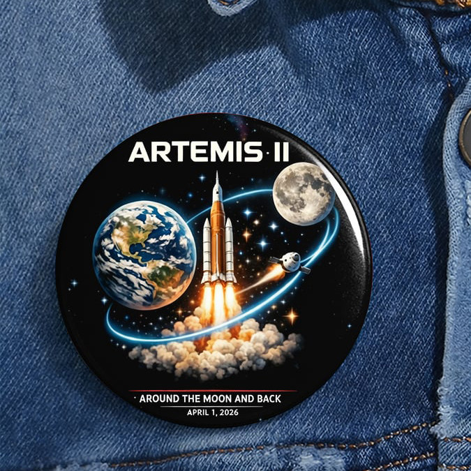 Artemis II Space Mission Around The Moon And Back Button NASA Moon Mission 2026 Merch