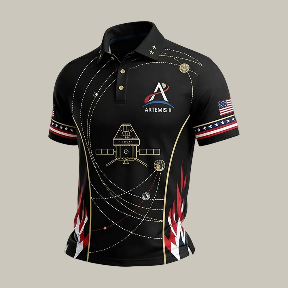 Artemis II Space Mission Back To The Moon Polo Shirt NASA Moon Mission 2026 Merch Birthday Gift For Astrophiles