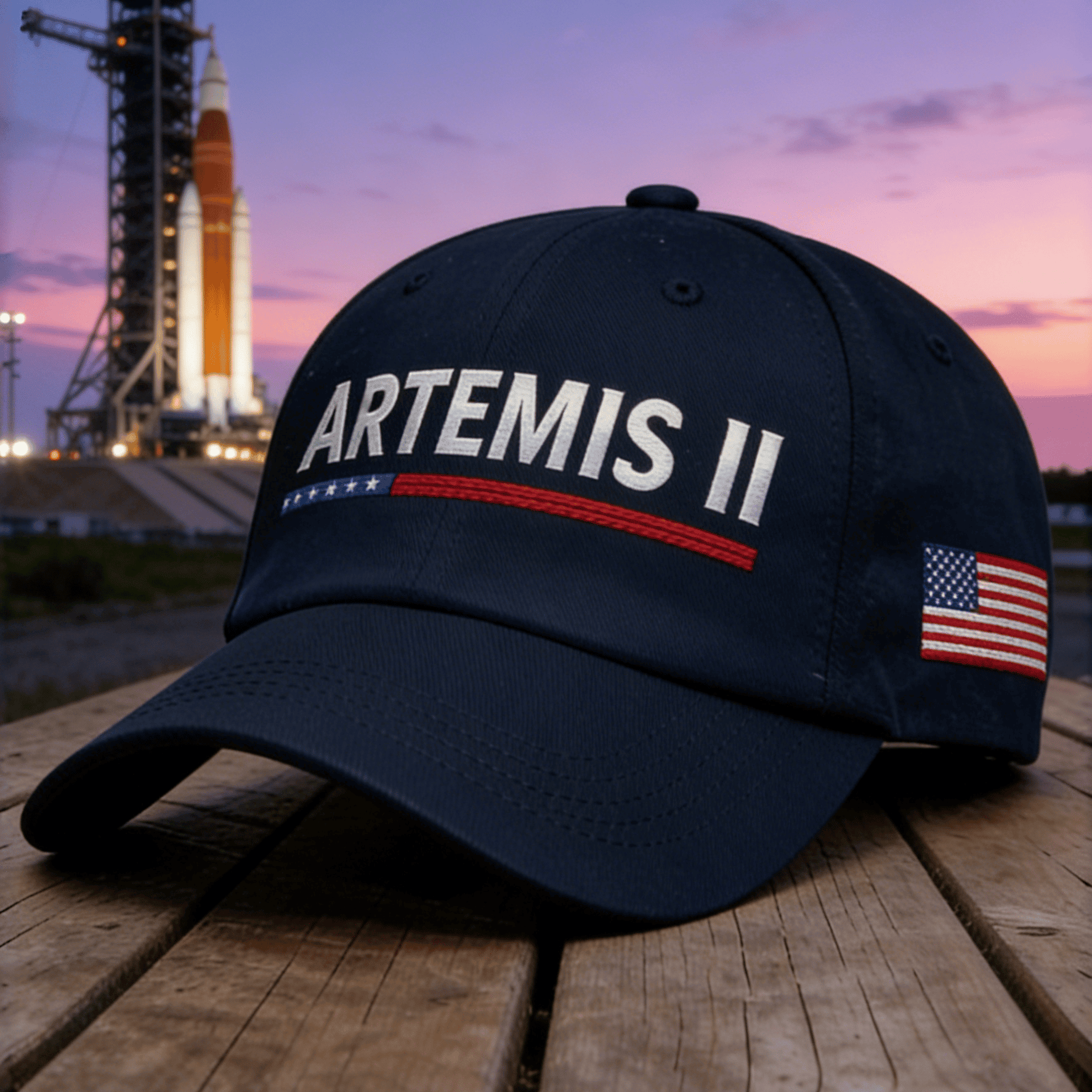 Artemis II Space Mission Commemorative Hat American Flag First Lunar Flyby 2026 Baseball Cap